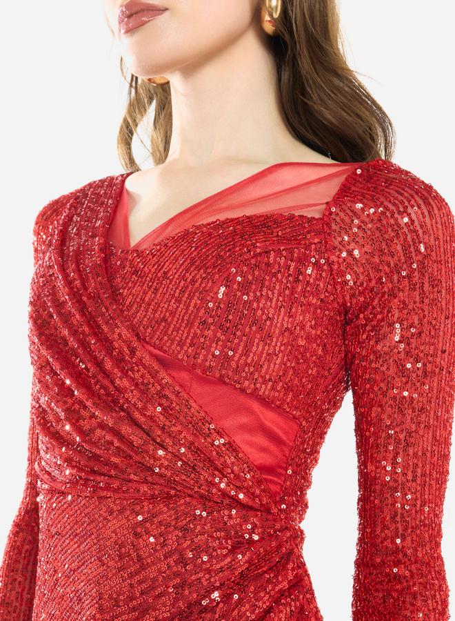 House of Moda Women Sequin Wrap Slit Maxi Dress - Image 5